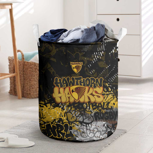 Hawthorn Hawks Laundry Basket Urban Graffiti Street Art - Bold Abstract Spray Paint