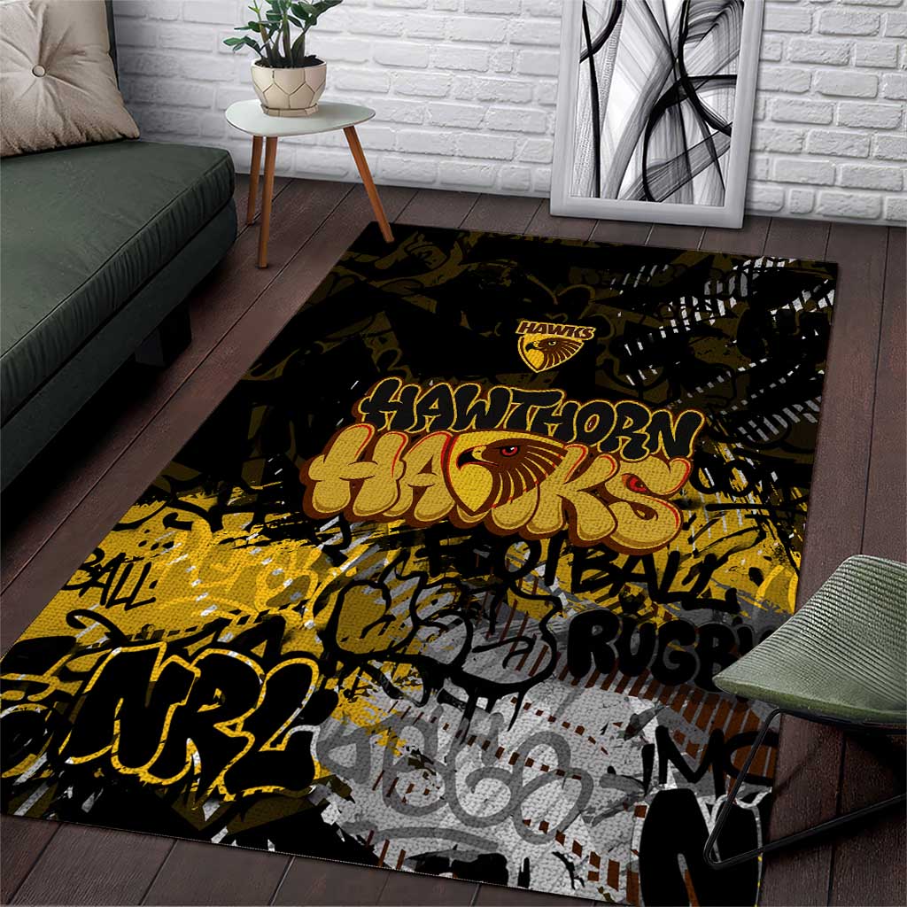 Hawthorn Hawks Area Rug Urban Graffiti Street Art - Bold Abstract Spray Paint