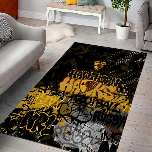 Hawthorn Hawks Area Rug Urban Graffiti Street Art - Bold Abstract Spray Paint