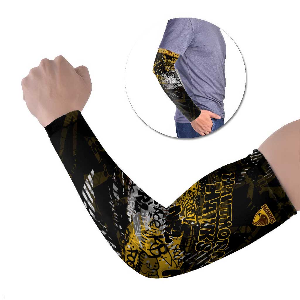 Hawthorn Hawks Arm Sleeves Urban Graffiti Street Art - Bold Abstract Spray Paint