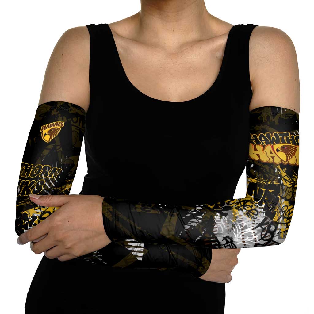 Hawthorn Hawks Arm Sleeves Urban Graffiti Street Art - Bold Abstract Spray Paint