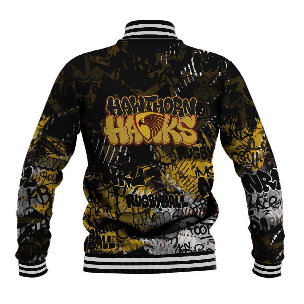 Hawthorn Hawks Baseball Jacket Urban Graffiti Street Art - Bold Abstract Spray Paint