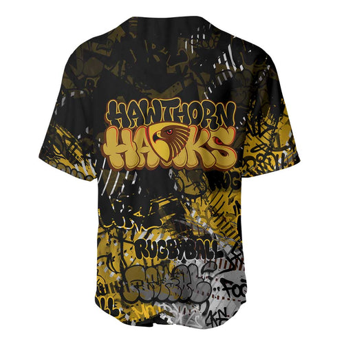 Hawthorn Hawks Baseball Jersey Urban Graffiti Street Art - Bold Abstract Spray Paint