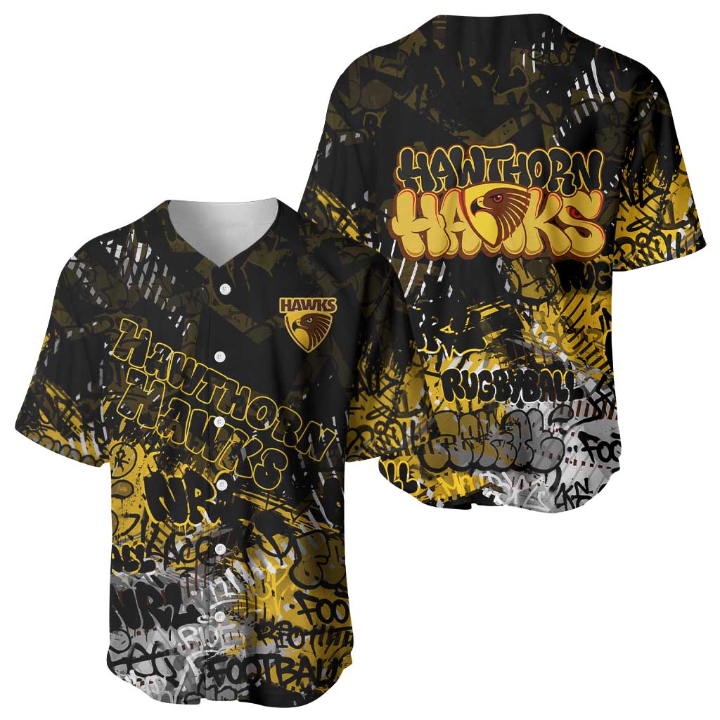 Hawthorn Hawks Baseball Jersey Urban Graffiti Street Art - Bold Abstract Spray Paint