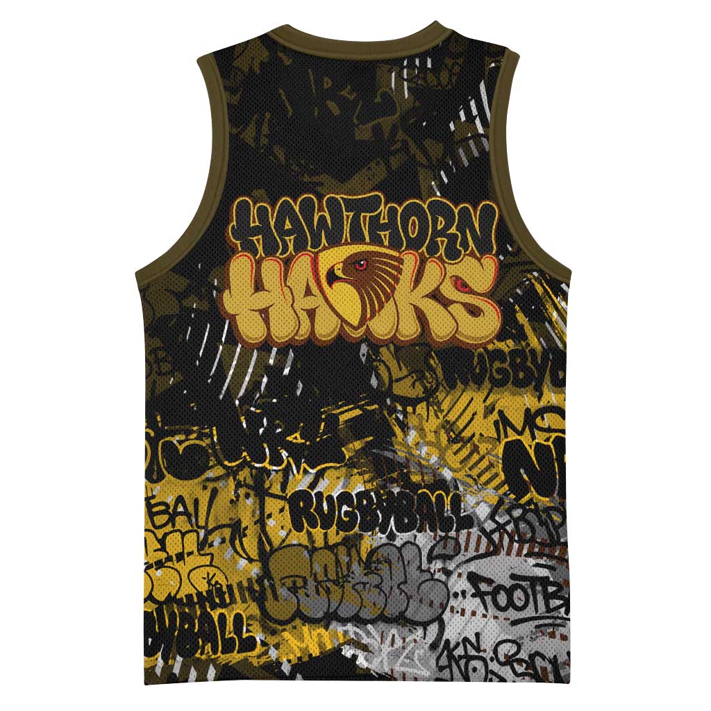 Hawthorn Hawks Basketball Jersey Urban Graffiti Street Art - Bold Abstract Spray Paint