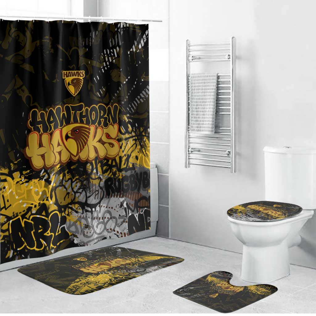 Hawthorn Hawks Bathroom Set Urban Graffiti Street Art - Bold Abstract Spray Paint