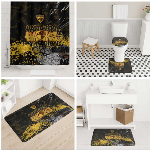 Hawthorn Hawks Bathroom Set Urban Graffiti Street Art - Bold Abstract Spray Paint