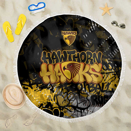 Hawthorn Hawks Beach Blanket Urban Graffiti Street Art - Bold Abstract Spray Paint