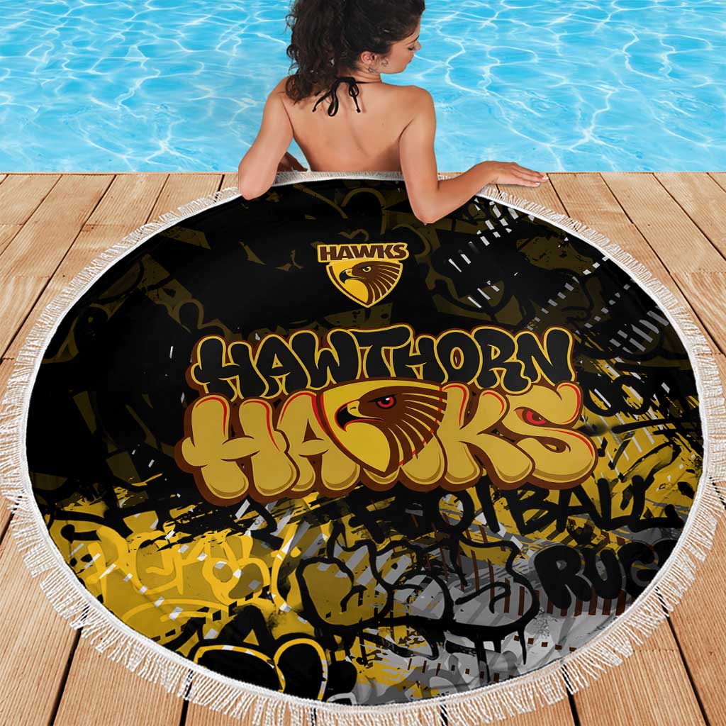 Hawthorn Hawks Beach Blanket Urban Graffiti Street Art - Bold Abstract Spray Paint