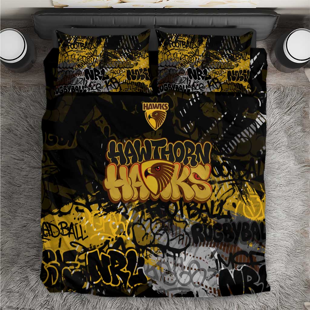 Hawthorn Hawks Bedding Set Urban Graffiti Street Art - Bold Abstract Spray Paint