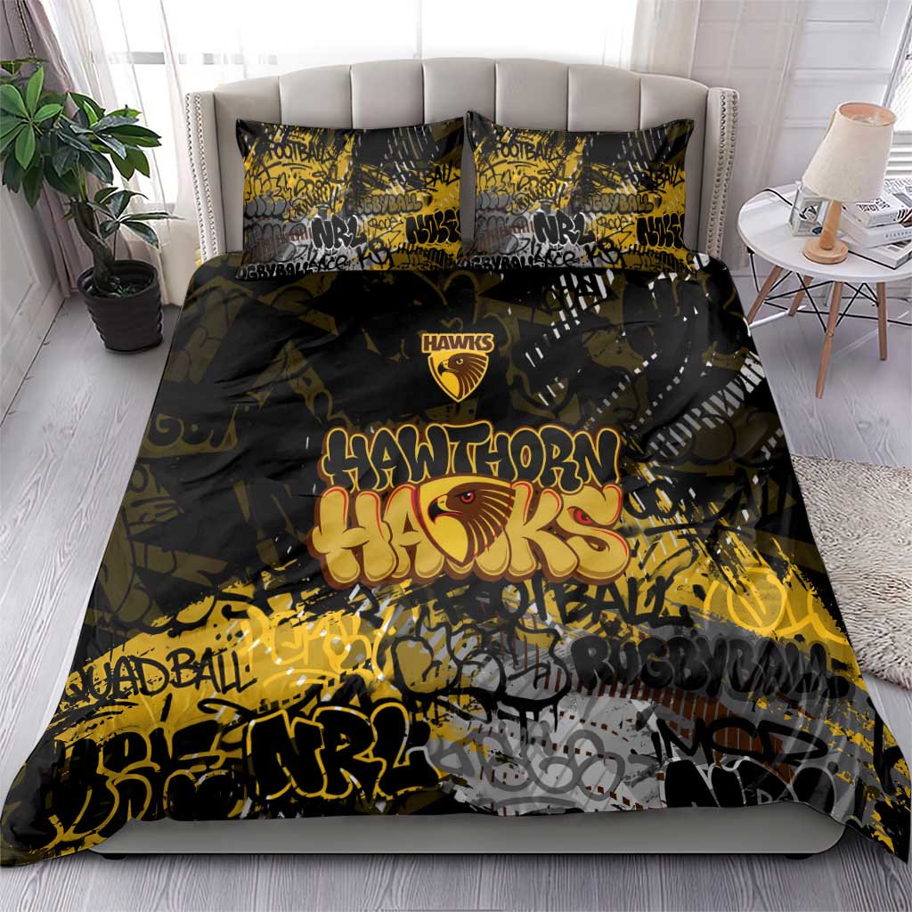 Hawthorn Hawks Bedding Set Urban Graffiti Street Art - Bold Abstract Spray Paint