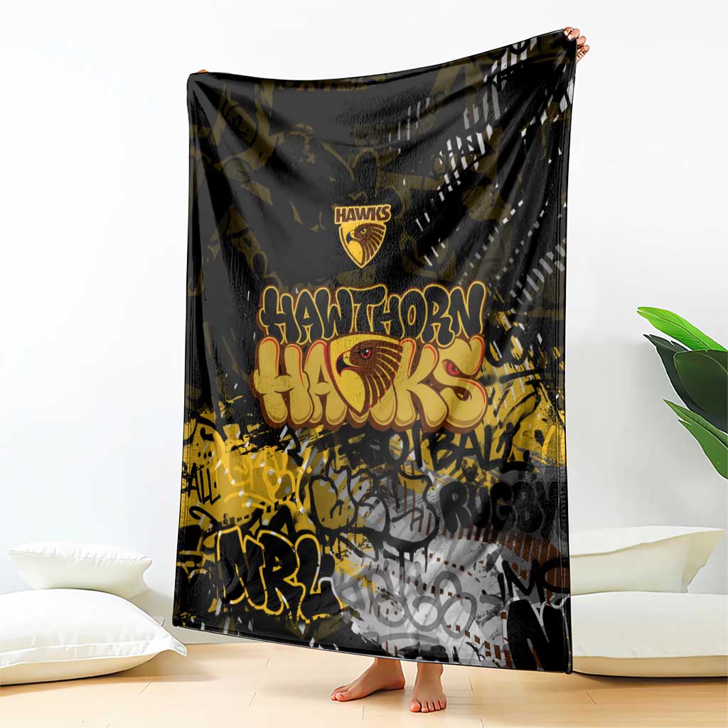 Hawthorn Hawks Blanket Urban Graffiti Street Art - Bold Abstract Spray Paint
