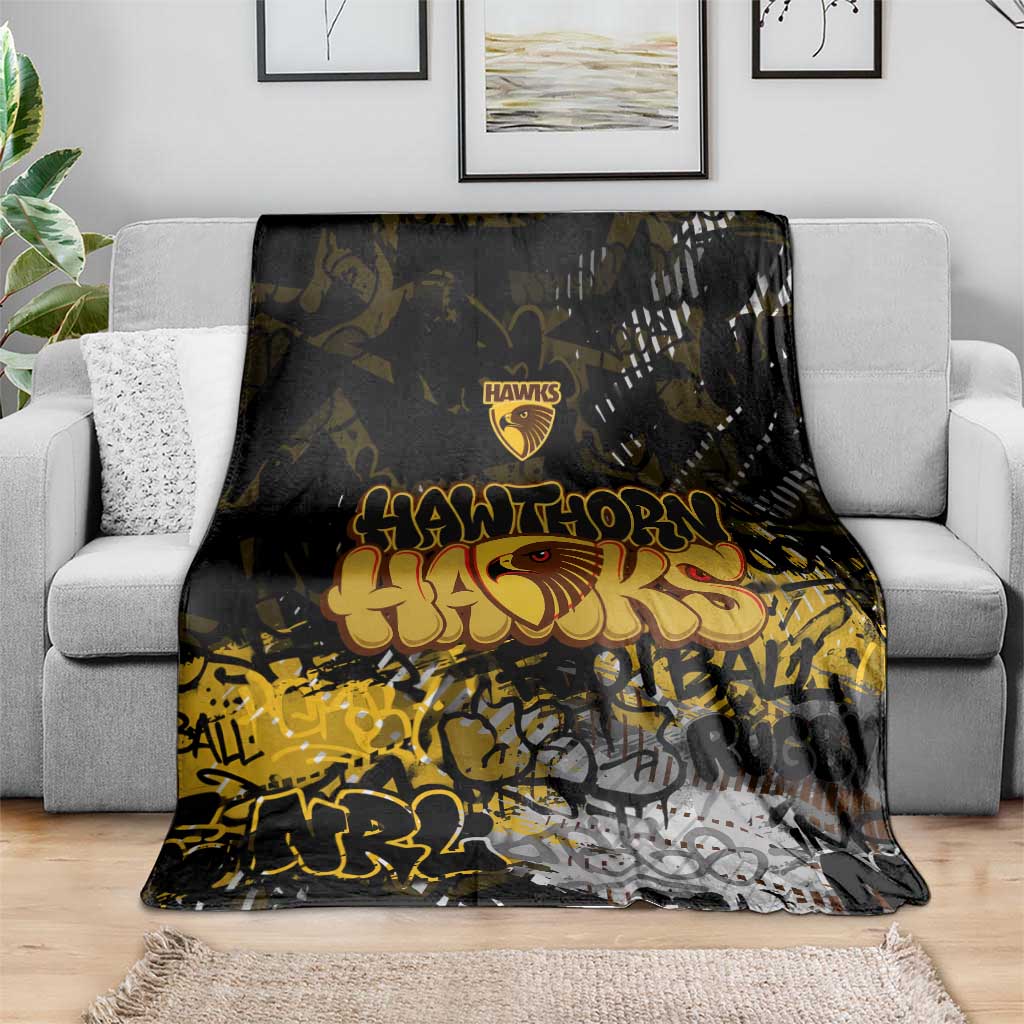 Hawthorn Hawks Blanket Urban Graffiti Street Art - Bold Abstract Spray Paint