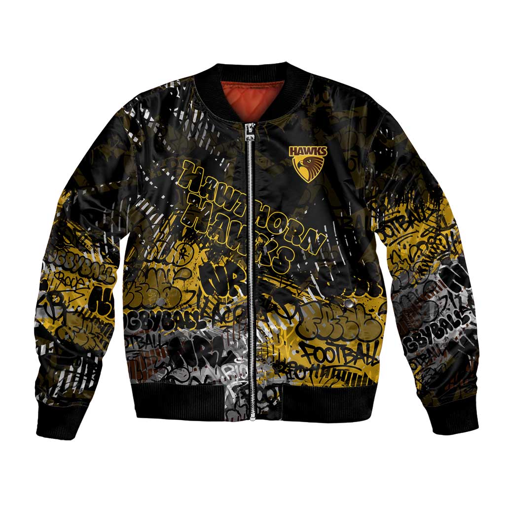 Hawthorn Hawks Bomber Jacket Urban Graffiti Street Art - Bold Abstract Spray Paint