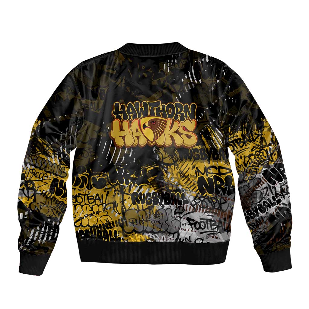 Hawthorn Hawks Bomber Jacket Urban Graffiti Street Art - Bold Abstract Spray Paint