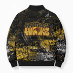 Hawthorn Hawks Bomber Puffer Jacket Urban Graffiti Street Art - Bold Abstract Spray Paint
