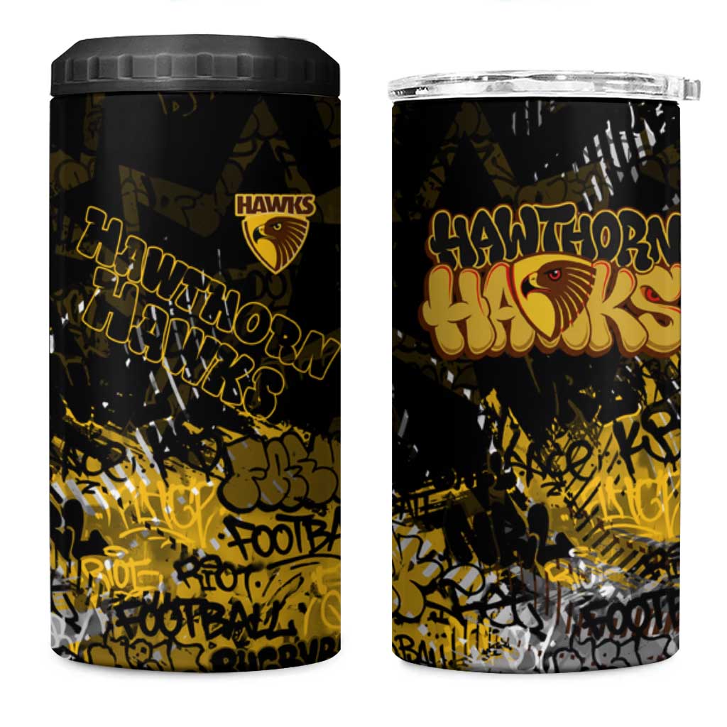 Hawthorn Hawks 4 in 1 Can Cooler Tumbler Urban Graffiti Street Art - Bold Abstract Spray Paint
