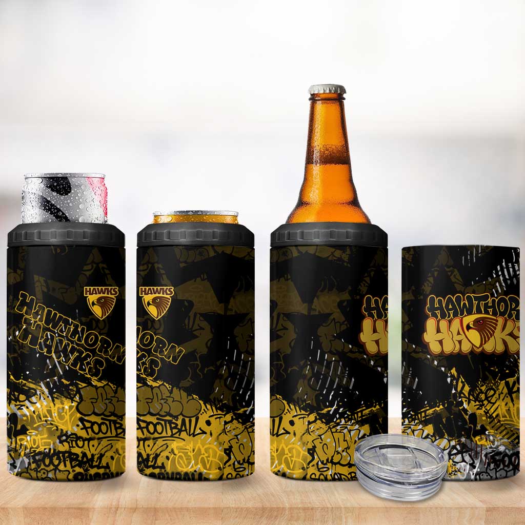Hawthorn Hawks 4 in 1 Can Cooler Tumbler Urban Graffiti Street Art - Bold Abstract Spray Paint