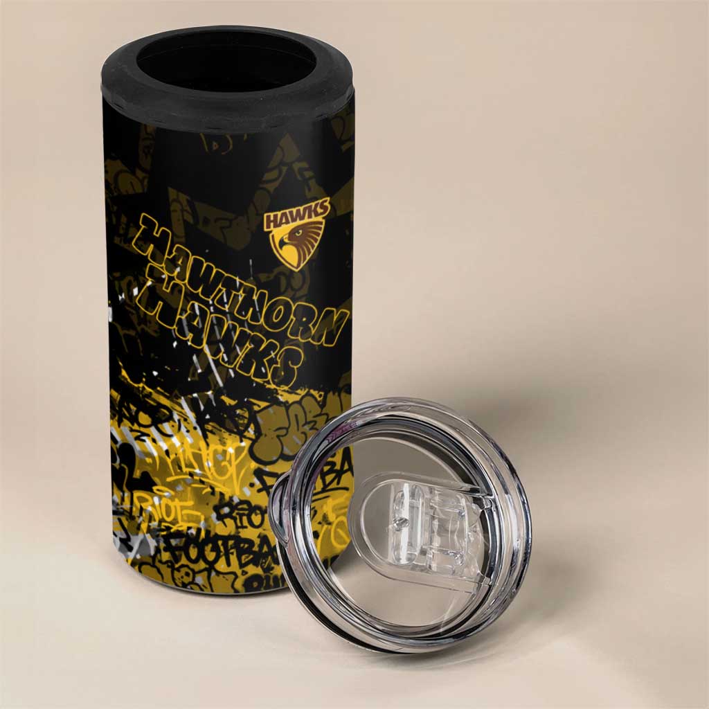 Hawthorn Hawks 4 in 1 Can Cooler Tumbler Urban Graffiti Street Art - Bold Abstract Spray Paint