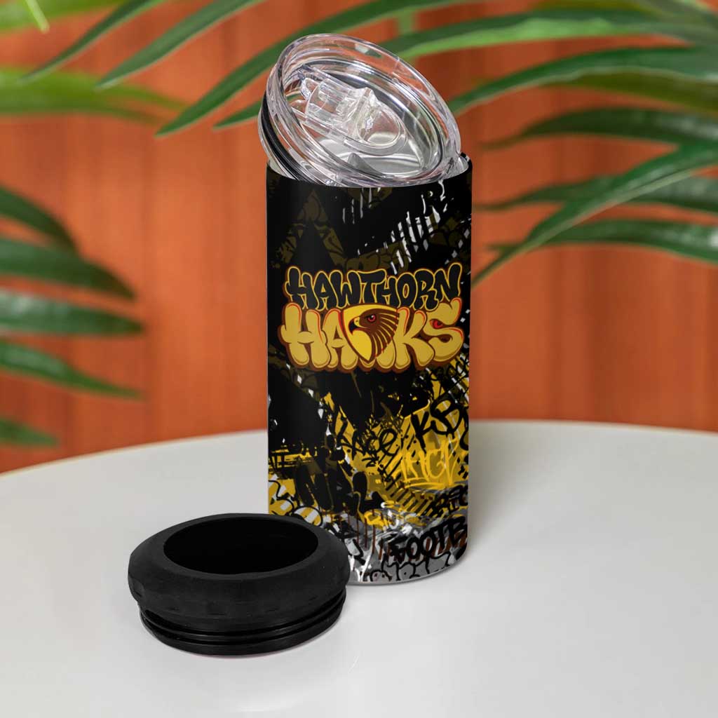 Hawthorn Hawks 4 in 1 Can Cooler Tumbler Urban Graffiti Street Art - Bold Abstract Spray Paint