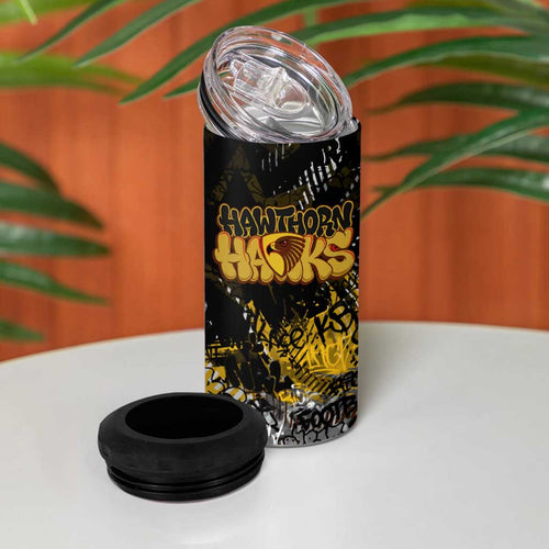 Hawthorn Hawks 4 in 1 Can Cooler Tumbler Urban Graffiti Street Art - Bold Abstract Spray Paint