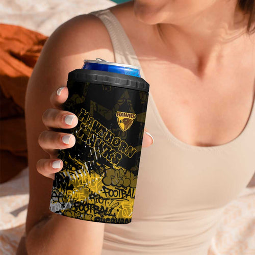 Hawthorn Hawks 4 in 1 Can Cooler Tumbler Urban Graffiti Street Art - Bold Abstract Spray Paint