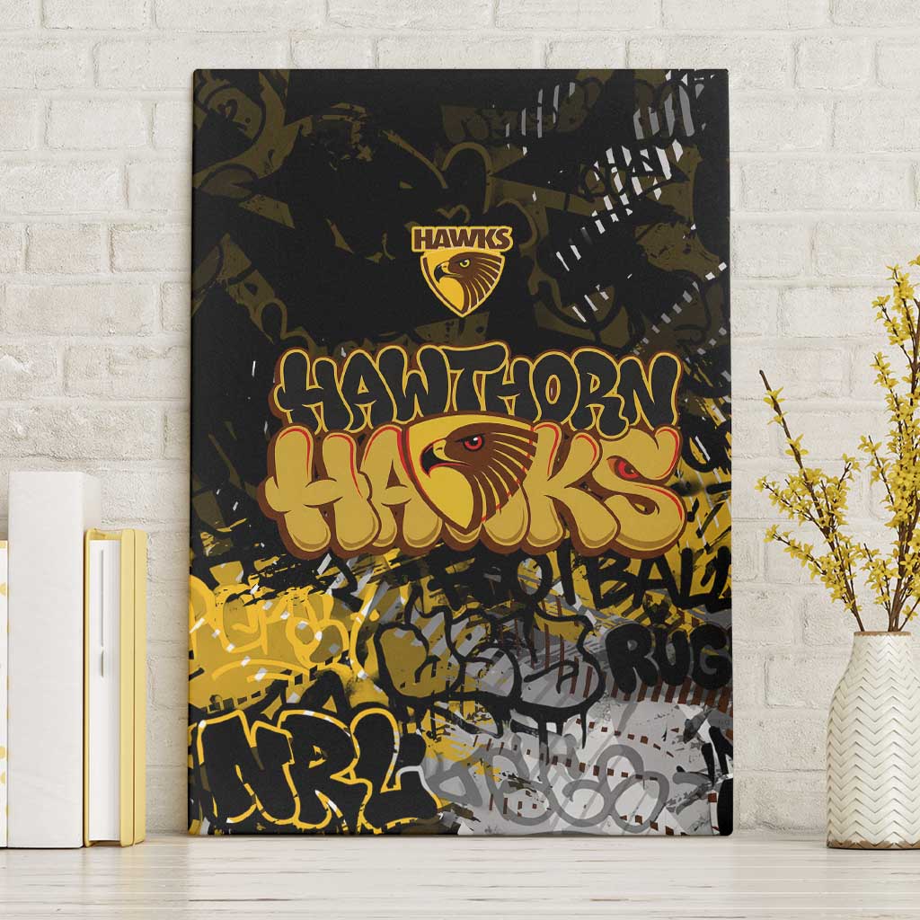 Hawthorn Hawks Canvas Wall Art Urban Graffiti Street Art - Bold Abstract Spray Paint