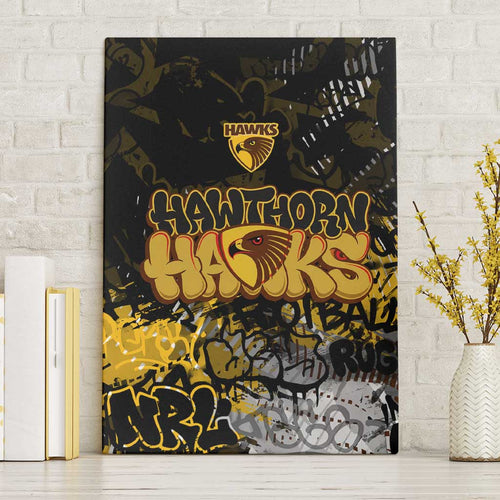 Hawthorn Hawks Canvas Wall Art Urban Graffiti Street Art - Bold Abstract Spray Paint