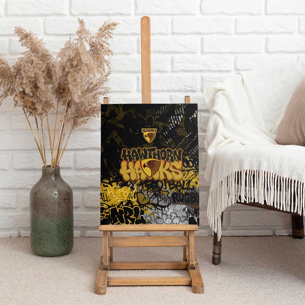 Hawthorn Hawks Canvas Wall Art Urban Graffiti Street Art - Bold Abstract Spray Paint
