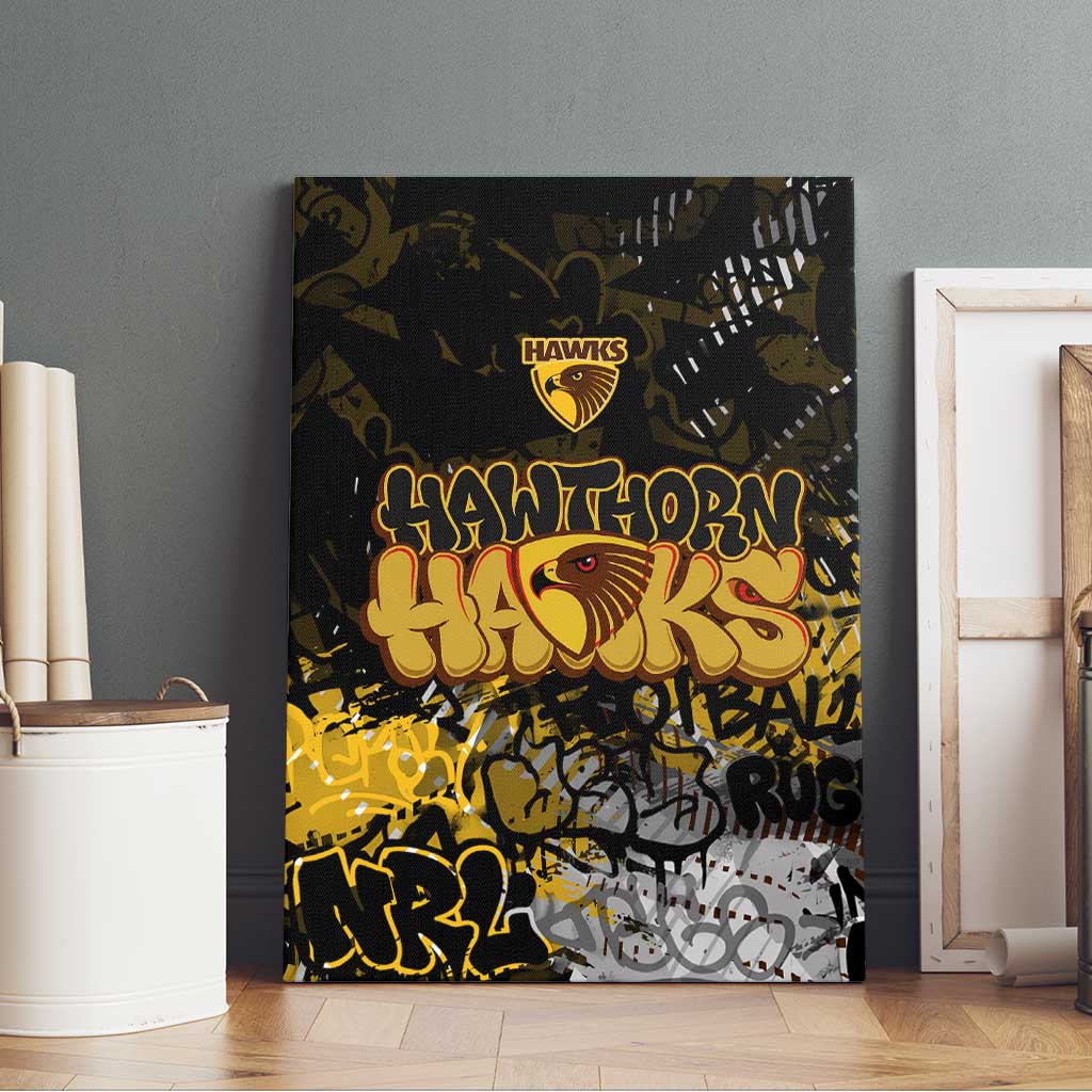 Hawthorn Hawks Canvas Wall Art Urban Graffiti Street Art - Bold Abstract Spray Paint