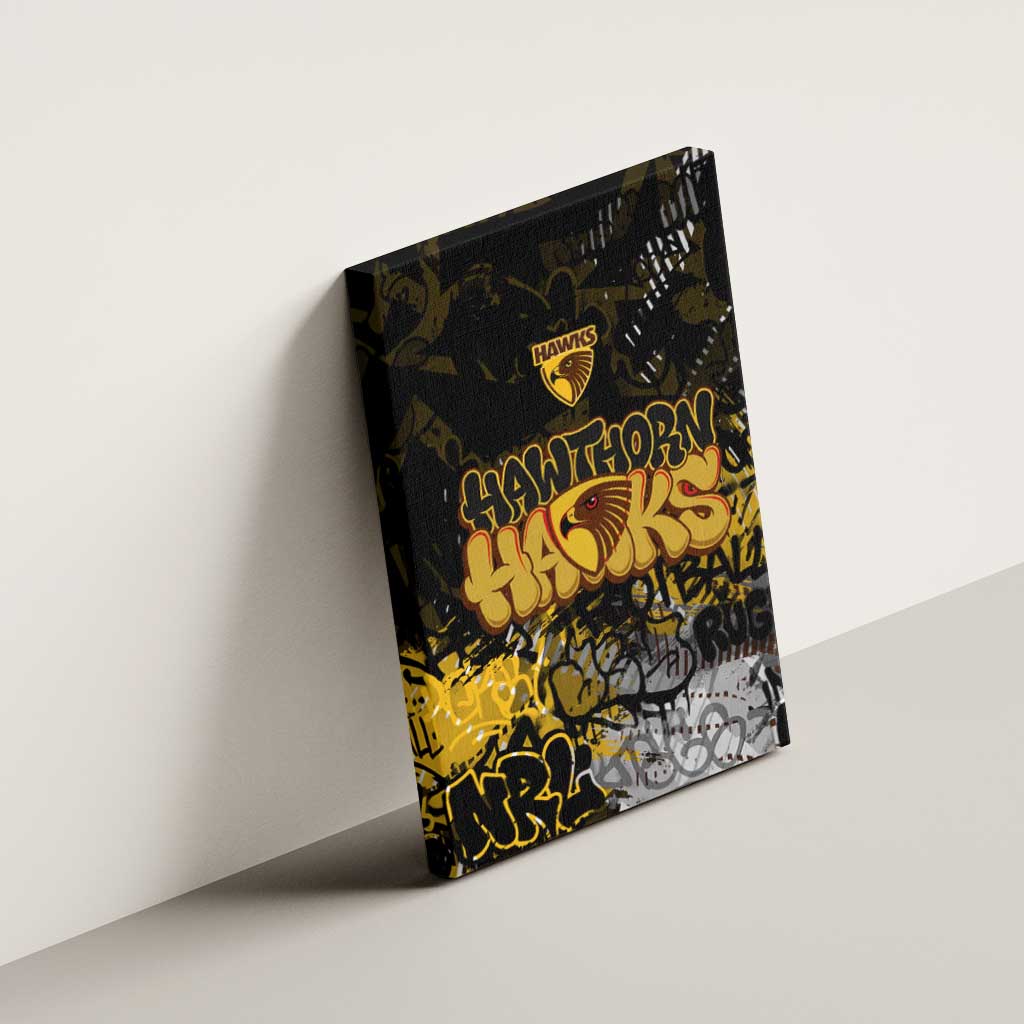 Hawthorn Hawks Canvas Wall Art Urban Graffiti Street Art - Bold Abstract Spray Paint