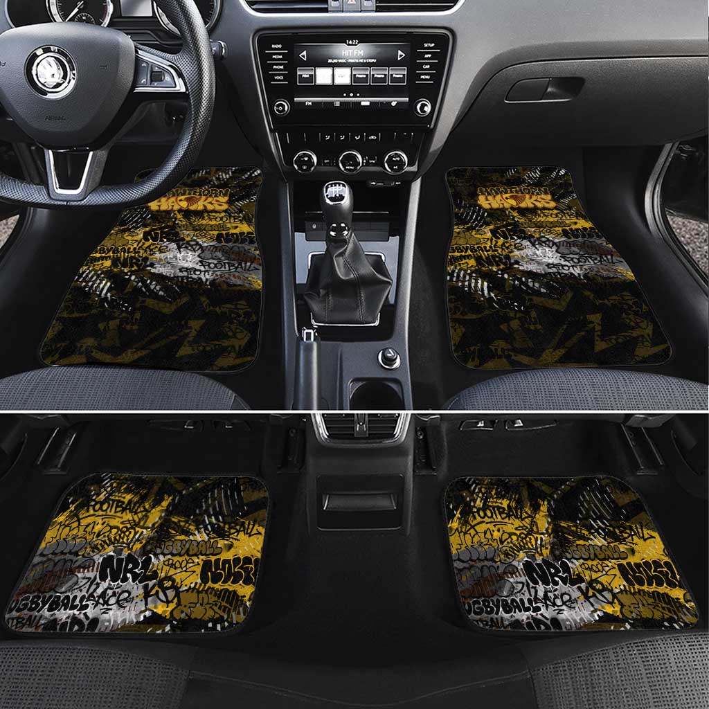 Hawthorn Hawks Car Mats Urban Graffiti Street Art - Bold Abstract Spray Paint