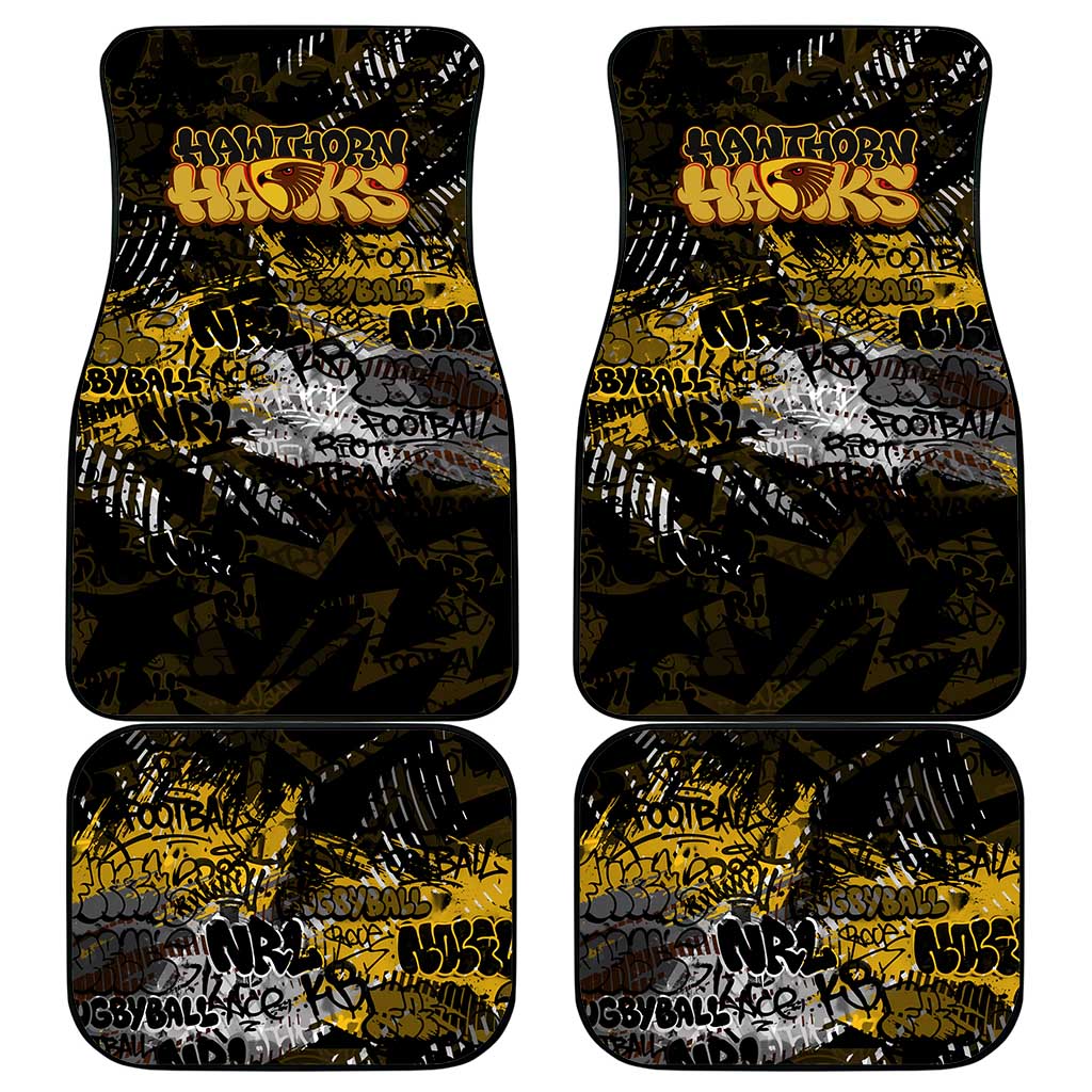 Hawthorn Hawks Car Mats Urban Graffiti Street Art - Bold Abstract Spray Paint