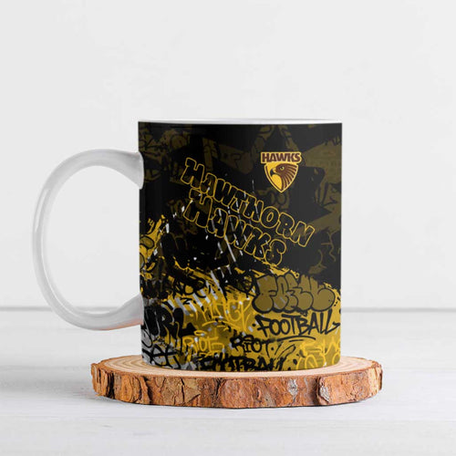 Hawthorn Hawks Ceramic Mug Urban Graffiti Street Art - Bold Abstract Spray Paint