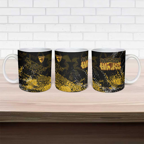 Hawthorn Hawks Ceramic Mug Urban Graffiti Street Art - Bold Abstract Spray Paint