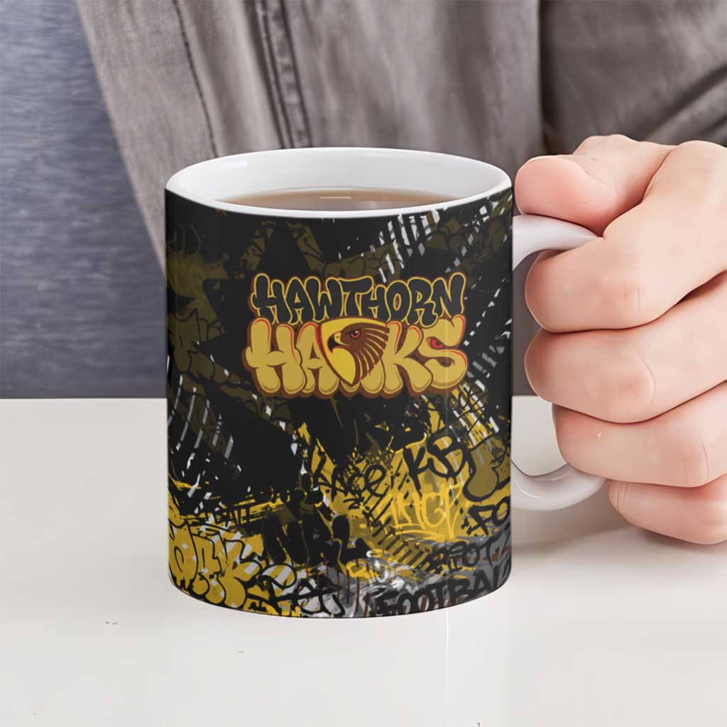 Hawthorn Hawks Ceramic Mug Urban Graffiti Street Art - Bold Abstract Spray Paint