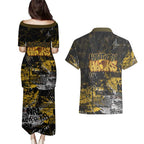 Hawthorn Hawks Couples Matching Puletasi and Hawaiian Shirt Urban Graffiti Street Art - Bold Abstract Spray Paint