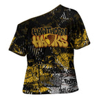Hawthorn Hawks Cross Shoulder Shirt Urban Graffiti Street Art - Bold Abstract Spray Paint