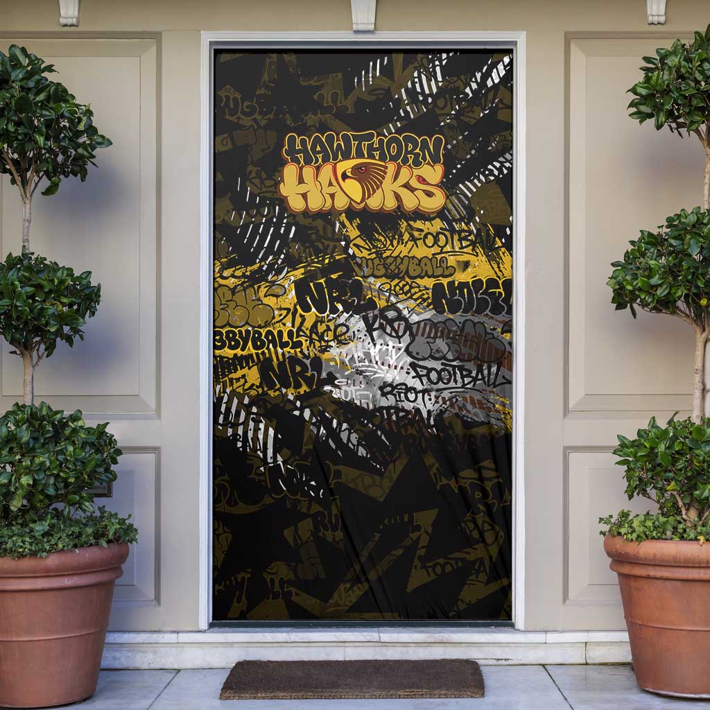 Hawthorn Hawks Door Cover Urban Graffiti Street Art - Bold Abstract Spray Paint