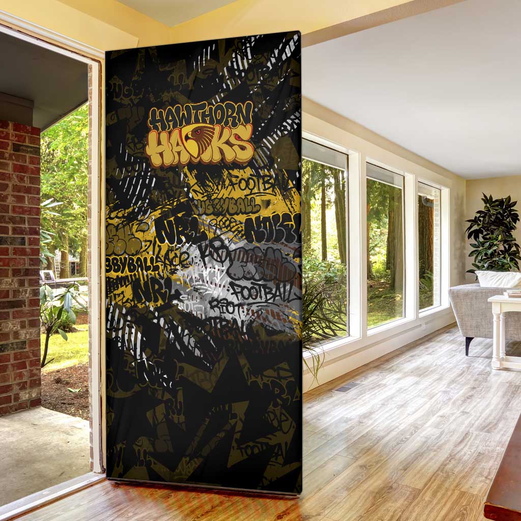 Hawthorn Hawks Door Cover Urban Graffiti Street Art - Bold Abstract Spray Paint