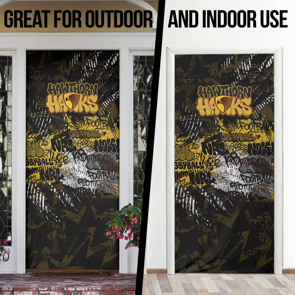 Hawthorn Hawks Door Cover Urban Graffiti Street Art - Bold Abstract Spray Paint