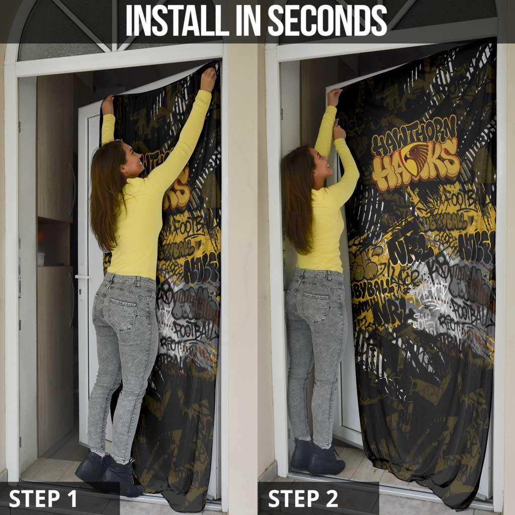 Hawthorn Hawks Door Cover Urban Graffiti Street Art - Bold Abstract Spray Paint