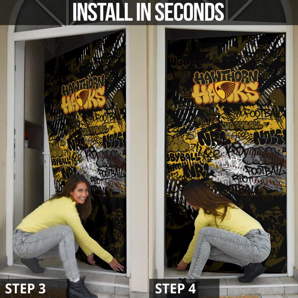 Hawthorn Hawks Door Cover Urban Graffiti Street Art - Bold Abstract Spray Paint