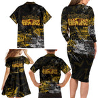 Hawthorn Hawks Family Matching Long Sleeve Bodycon Dress and Hawaiian Shirt Urban Graffiti Street Art - Bold Abstract Spray Paint