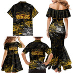 Hawthorn Hawks Family Matching Mermaid Dress and Hawaiian Shirt Urban Graffiti Street Art - Bold Abstract Spray Paint