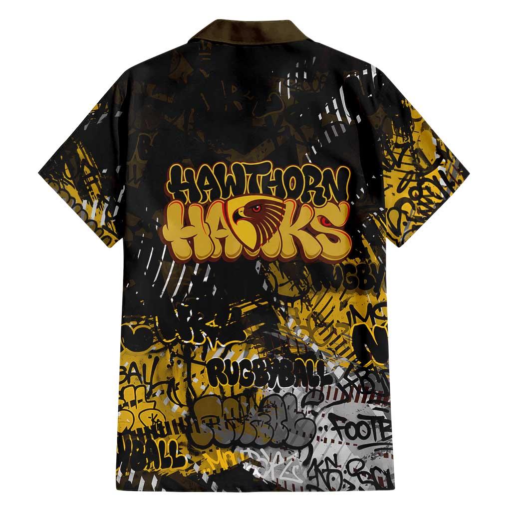 Hawthorn Hawks Family Matching Mermaid Dress and Hawaiian Shirt Urban Graffiti Street Art - Bold Abstract Spray Paint