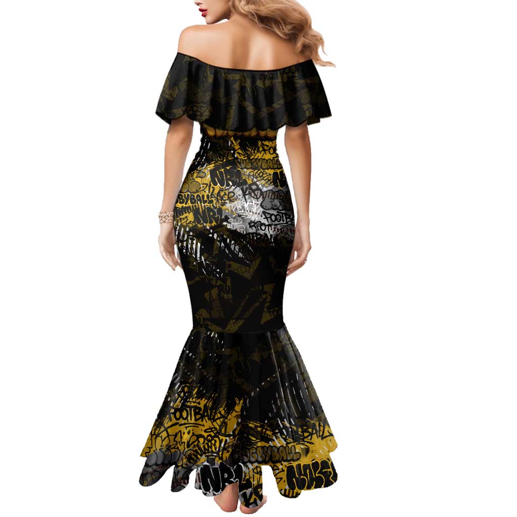 Hawthorn Hawks Family Matching Mermaid Dress and Hawaiian Shirt Urban Graffiti Street Art - Bold Abstract Spray Paint