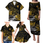 Hawthorn Hawks Family Matching Puletasi and Hawaiian Shirt Urban Graffiti Street Art - Bold Abstract Spray Paint