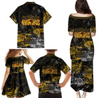 Hawthorn Hawks Family Matching Puletasi and Hawaiian Shirt Urban Graffiti Street Art - Bold Abstract Spray Paint