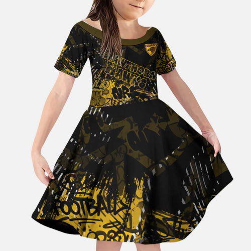 Hawthorn Hawks Family Matching Summer Maxi Dress and Hawaiian Shirt Urban Graffiti Street Art - Bold Abstract Spray Paint